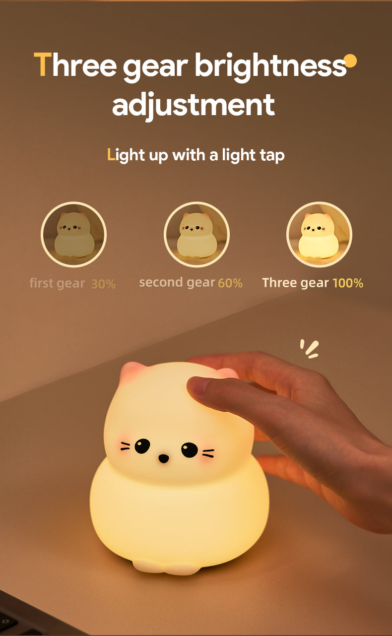 White Cat Night-protecter Night Table Lamp