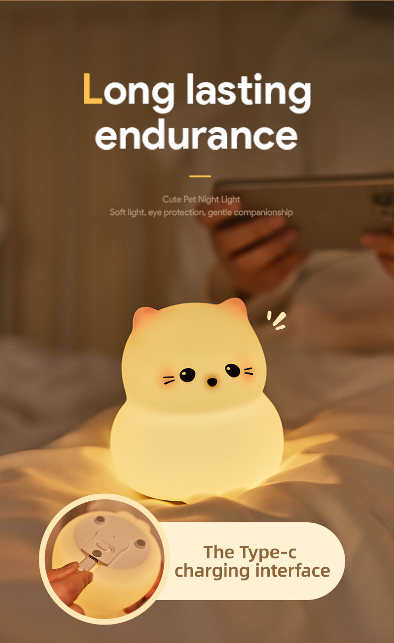 White Cat Night-protecter Night Table Lamp