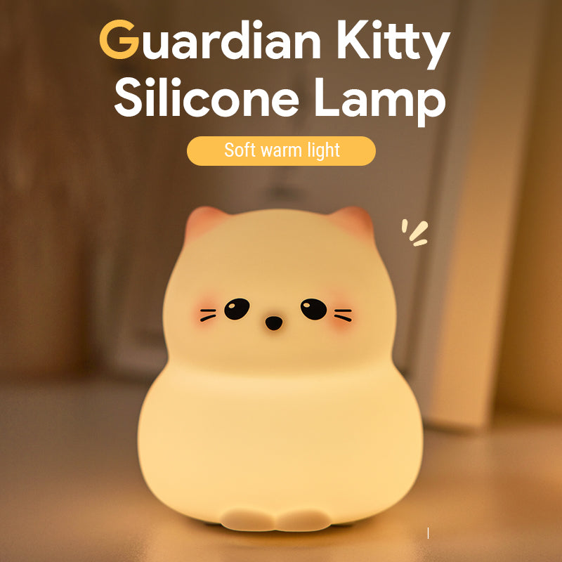 White Cat Night-protecter Night Table Lamp